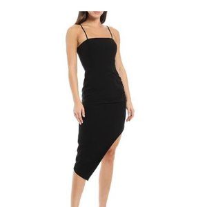 Gianni Bini Harling Crepe Square Neck Sleeveless Asymmetrical Midi Dress